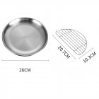 Pork Chop Plate Cafe Salad Plate Stainless Steel Plate (23cm/26cm) With Rack Large 26cm_Disc + rack