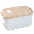 Portable 2 Tiers Bento Box With Handle Large Capacity Student Lunch Box For Work School Picnic Travel XC-006 white