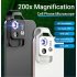 Portable 200x Magnification Microscope  Lens Children Educational Toy Biological Science Experiment Mini Lenses For All Smartphones MS002CWH white  CPL