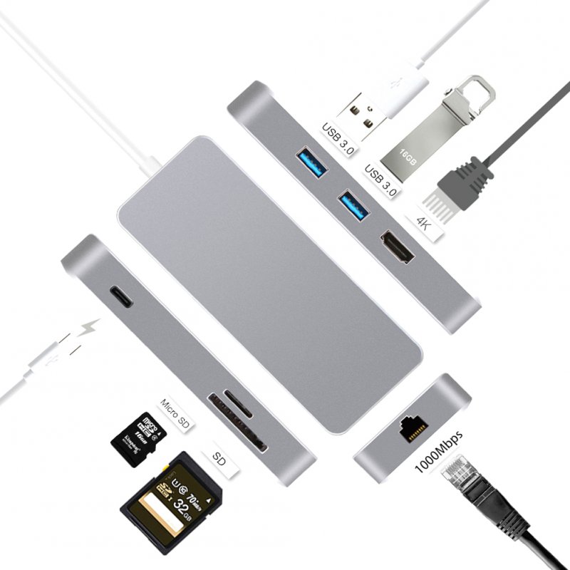 Portable 7 in 1 USB-c Hub