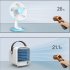 Portable  Air  Conditioner Small Usb Desktop Computer Built in Air Cooler Powerful Night Light Cooling Fan White