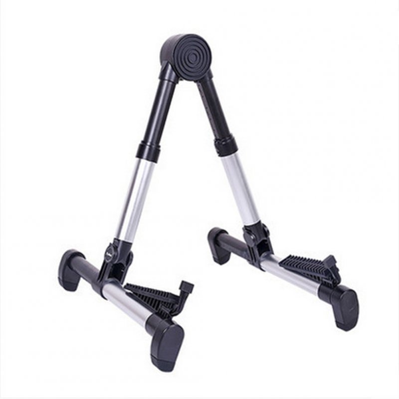 Portable Aluminum Floor Guitar Stand Adjustable Foldable Stand for All Types of Guitars, Basses, Ukuleles and Violins, Banjo Silver_FP10S