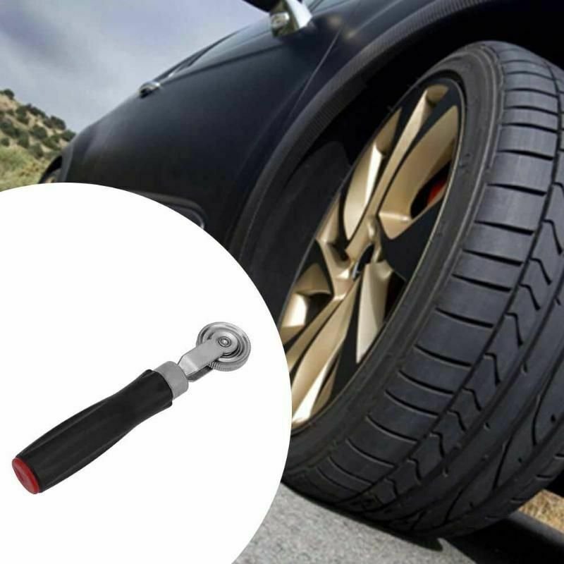 Portable Auto Car Tire Repair Tool Metal Compaction Roller with Rubber/Wooden Handle 7mm Cold-repairing Film Automobiles Wheel Tyre Repair Tool Rubber handle