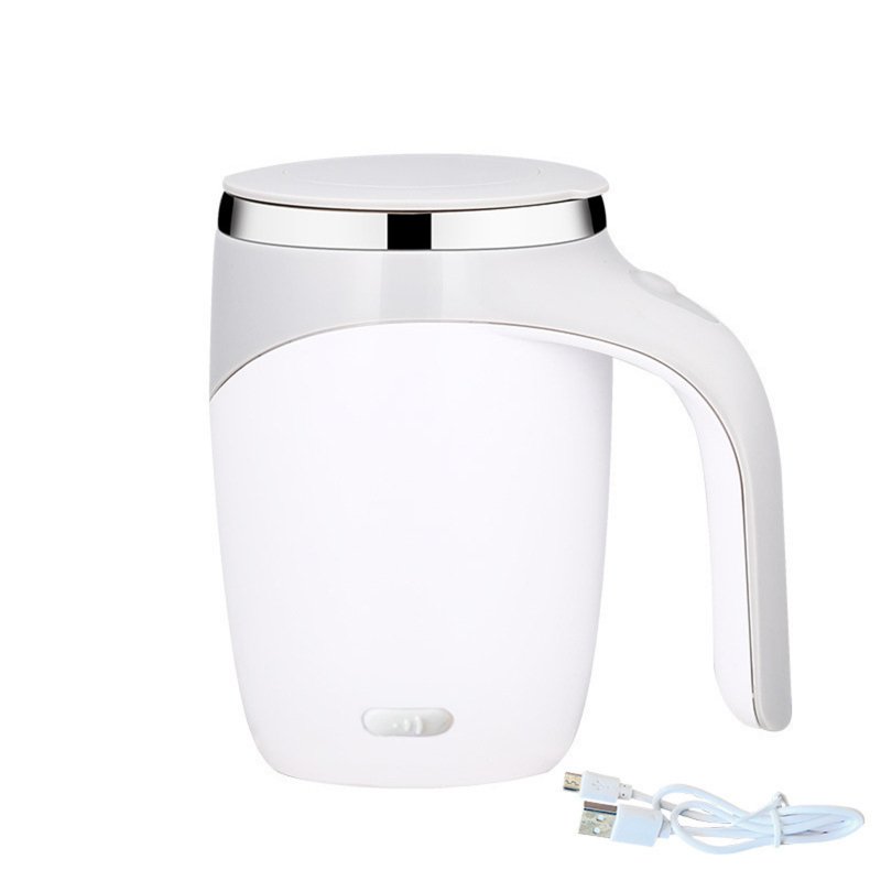 Portable Automatic Magnetic Stirring Coffee Mug Rechargeable 304 Stainless Steel Electric Mixing Cup Self Mixing Coffee Tumbler white rechargeable
