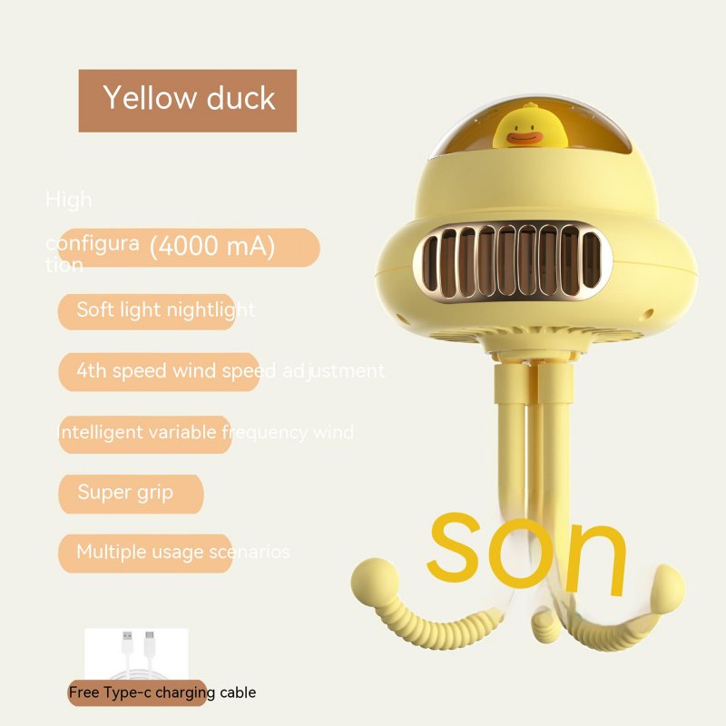Portable Bladeless Stroller Fan 4000mah Usb Rechargeable 4-speed Handheld Mute Folding Desktop Air Cooler