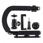 Portable C Type Monopod Kit Handheld Camera Stabilizer Holder Grip Flash Bracket Mount Adapter black