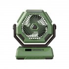 Portable Camping Fan With LED Light Rechargeable 6000Mah Outdoor Camping Fan 6” Rotation Tent Fan For Travel Fishing Picnic Green Rotation