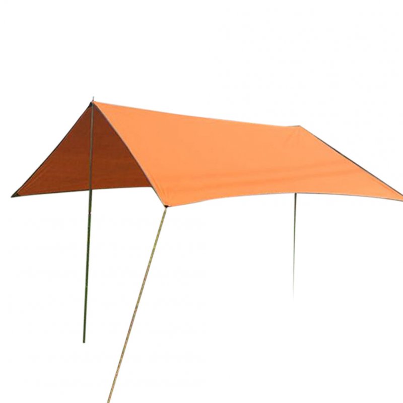 Portable Camping Tent Tarp Awning Sun Shade Rain Shelter Mat Beach Picnic Pad  Complete tent with pole_3-4 people orange