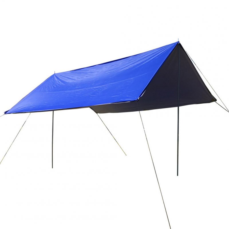 Portable Camping Tent Tarp Awning Sun Shade Rain Shelter Mat Beach Picnic Pad  Complete tent with pole_3-4 people royal blue