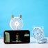 Portable Cellphone Mounted USB Rechargeable Fan Handheld Suction Cup Mobile Phone Bracket Fan with LED Light  White Bear