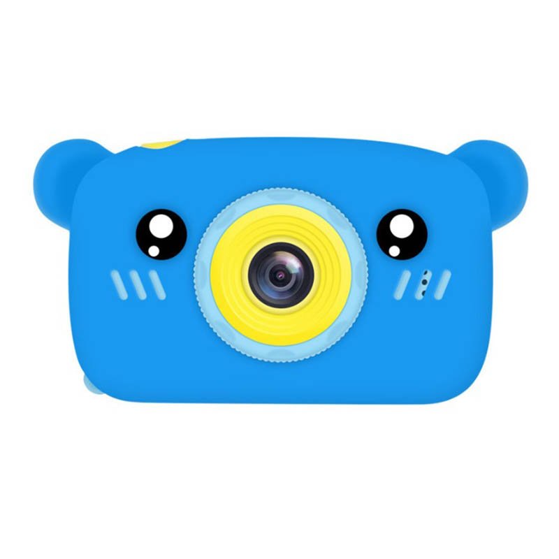 Portable Children Camera Digital Mini Bear Cartoon Camera Long Battery Life Camera blue