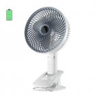 Portable Clip-on Electric Fan 3 Speeds Usb Rechargeable Wireless Cooling Fan For Camping Desktop Office White