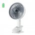 Portable Clip on Electric Fan 3 Speeds Usb Rechargeable Wireless Cooling Fan For Camping Desktop Office White