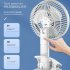 Portable Clip on Electric Fan 3 Speeds Usb Rechargeable Wireless Cooling Fan For Camping Desktop Office White