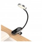 Portable Clip type Led Desk  Lamp 3 level Brightness Stepless Dimmable Wireless Usb Rechargeable 360 Degree Reading Night Light Black