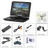 Portable DVD Player with 8 7 inch display has region free disc support  play FM Radio  TV and emulation games for fantastic fun on the go 