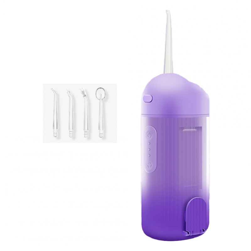 Portable Dental Flosser Teeth Pick, 4 Nozzles Oral Irrigator Waterproof Electric Waterflosser Flossing Machine With 3 Modes 0.5 MM Slim Water Teeth Pick For Orthodontic Population Purple upgraded model
