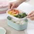 Portable Double Layer Wheat Stalk Food Storage Box Student Insulated Lunch Box Double layer
