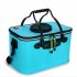 Portable EVA Folding Bucket Water Tank Fish Storage Box for Live Fish Blue 40cm  with strap  