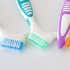 Portable Ergonomic Denture Cleaning Brush Multi Layered Bristles False Teeth Brush Oral Care Tool purple
