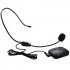 Portable FM Wireless Transmitter Frequency Adjustment Microphone Headset with Lapel Clip for Guide Speech Teaching Loudspeakers black