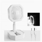 Portable Foldable Mini Fan With Led Light Rechargeable Adjustable Height Angle Usb Fan For Travel Office Home White