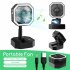 Portable Foldable Mini Fan With Led Light Rechargeable Adjustable Height Angle Usb Fan For Travel Office Home black
