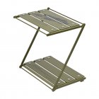 Portable Folding Table Double Layer Z-shaped Aluminum Alloy Camping Table Dinner Desk For Picnic Bbq Fishing Supplies army green