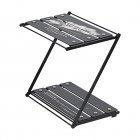 Portable Folding Table Double Layer Z-shaped Aluminum Alloy Camping Table Dinner Desk For Picnic Bbq Fishing Supplies Black