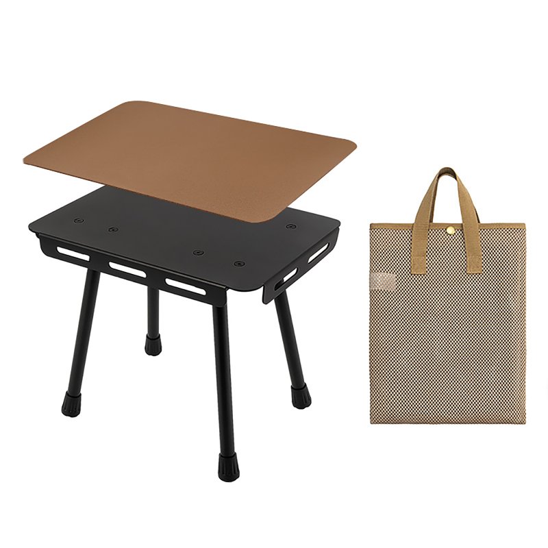 Portable Folding Table Set Height Adjustable Aluminum Alloy Camping Outdoor Lightweight Table For Outdoor Camping Beach Backyards BBQ Parties D stool+pu cushion cocoa color