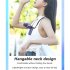 Portable Handheld Desk Fan Multifunctional Folding Double headed 3000mah Electric Fan With Neck Strap Dark Blue