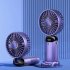 Portable Handheld Desk Fan Multifunctional Folding Double headed 3000mah Electric Fan With Neck Strap Dark Blue