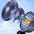 Portable Handheld Desk Fan Multifunctional Folding Double headed 3000mah Electric Fan With Neck Strap Dark Blue