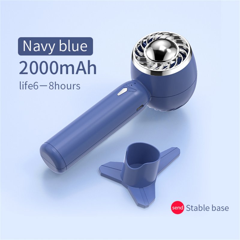 Portable Handheld Fan 2000mah High-capacity Battery Usb Rechargeable High-speed Mini Desktop Fan blue
