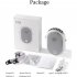 Portable Hanging Neck Fan Wearable Personal Fan Battery Powered Usb Rechargeable 3 Speed Mini Handheld Cooling Fan white gray