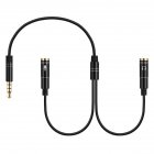 Portable Headset Adapter Splitter 3 5mm Jack Cable with Separate Mic and Audio Headphone Connector  black