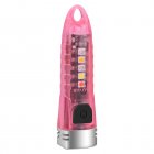 Portable Key Chain Flashlight Waterproof Multi-functional Type-c Rechargeable Led Strong Light Mini Work Lamp transparent pink