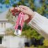 Portable Key Chain Flashlight Waterproof Multi functional Type c Rechargeable Led Strong Light Mini Work Lamp transparent pink