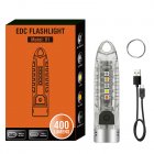 Portable Key Chain Flashlight Waterproof Multi-functional Type-c Rechargeable Led Strong Light Mini Work Lamp Transparent white (luminous)