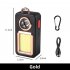 Portable Keychain Light High brightness Energy saving Usb Rechargeable Cob Work Light Inspection Torch gold