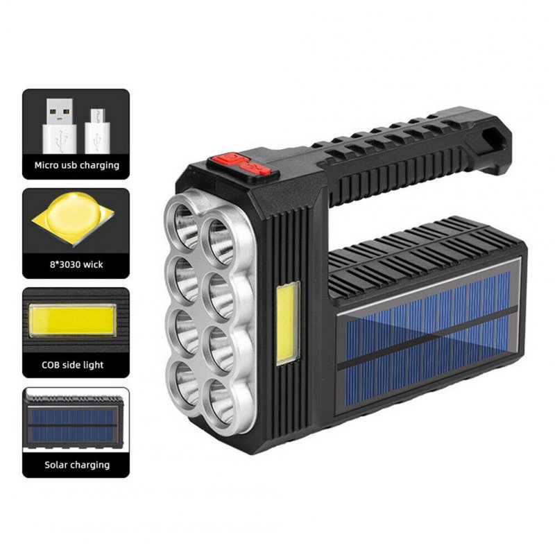 High-power Led Outdoor Flashlight With 4 Modes Of Cob Side Lights