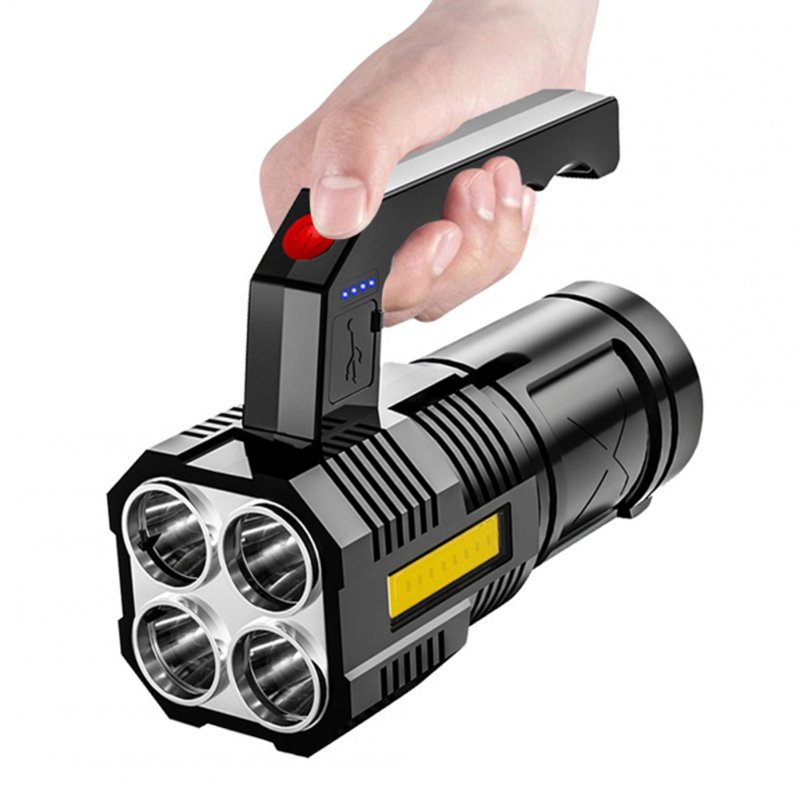 Portable Led Flashlight Rechargeable Emergency Light Cob Searchlight Torch