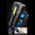 Portable Led Flashlight Rechargeable Outdoor Emergency Light Cob Searchlight Strong Light Torch Blue