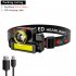 Portable Led Headlight Usb Rechargeable Cob Head Lamp Flashlight For Outdoor Fishing Hiking Running as shown