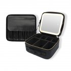Portable Makeup Bag with Led Lighted Mirror Makeup Case Organizer with Adjustable Dividers Black 26 X 23 X 11cm