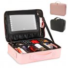 Portable Makeup Bag with Led Lights Mirror Make Up Case Organizer