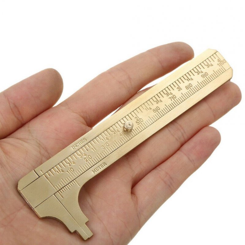 Portable Measuring Tool 100mm Mini Solid Brass Slide Ruler