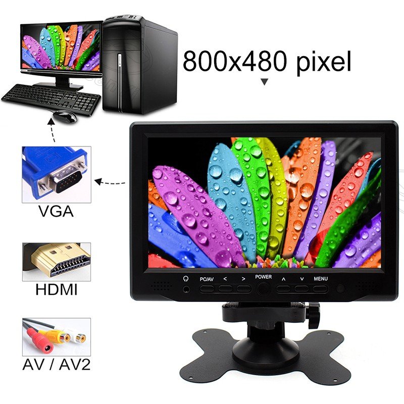 Portable Mini 7 Inch HDMI VGA Display LCD Screen Car Rearview TV/DVD Display Monitor EU plug