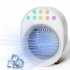 Portable Mini Air  Conditioner With Rgb Lights Desk Fan Low Noise Usb Power Supply Cooler Humidifier Purifier White