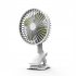 Portable Mini Clip On Fan 3 Levels 2000mah Battery Below 36db Low Noise Mute Desktop Fan Air Cooling Fan 2000mAh white